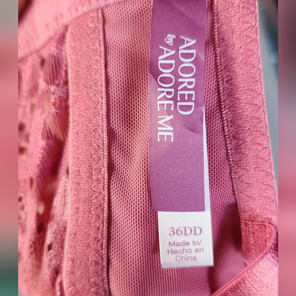 10/$20 Adore Me Floral Lace Pink Longline Demi Bra - Picture 3 of 5